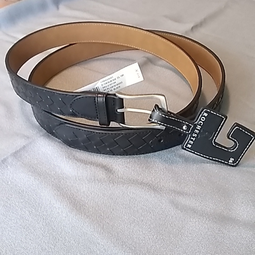 Men's Black Leather Belt Size 56